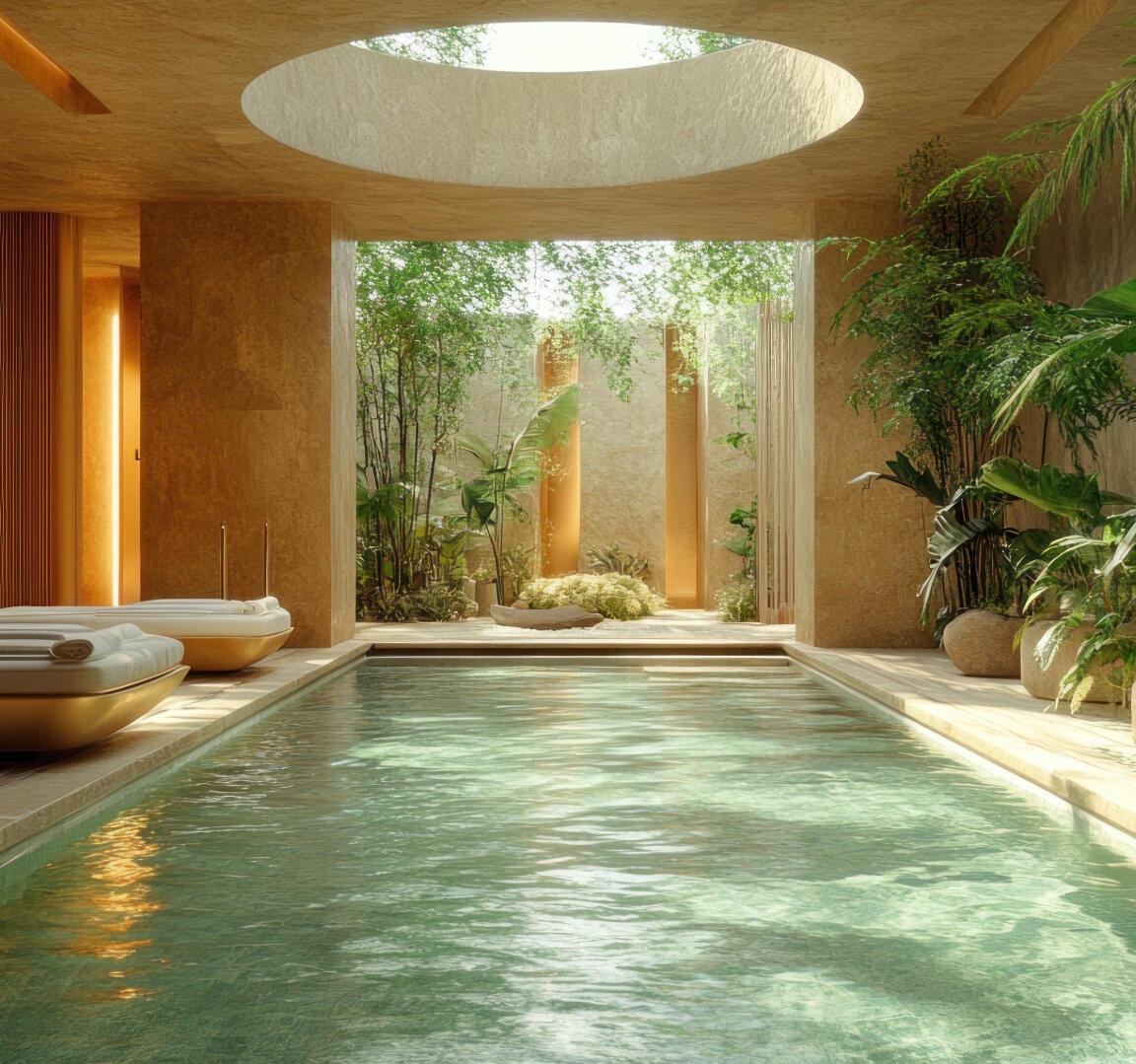 a serene pool with foliage